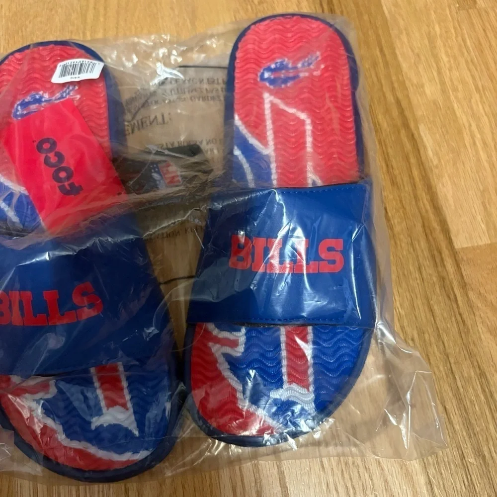 NFL Buffalo Bills Red Blue Slide Sandals NEW Sz 9 10 Football Men’s